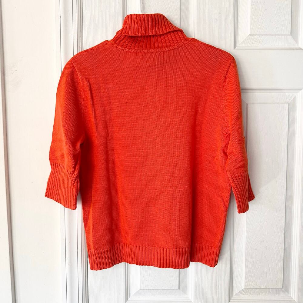 Lauren Ralph Lauren Vintage Orange Half Sleeve Turtleneck Sweater Crest Large - Picture 9 of 9